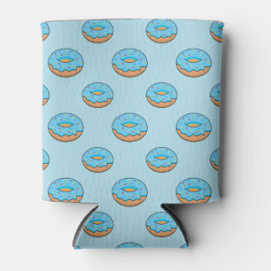 Blauw Frosted Donut met Sprinkles Cartoon Blikjeskoeler