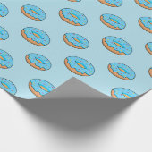 Blauw Frosted Donut met Sprinkles Cartoon Cadeaupapier (Hoek)