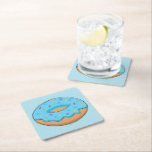 Blauw Frosted Donut met Sprinkles Cartoon Kartonnen Onderzetters (Insitu)