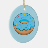 Blauw Frosted Donut met Sprinkles Cartoon Keramisch Ornament (Rechts)