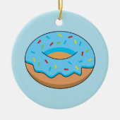 Blauw Frosted Donut met Sprinkles Cartoon Keramisch Ornament (Voorkant)