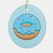 Blauw Frosted Donut met Sprinkles Cartoon Keramisch Ornament (Links)