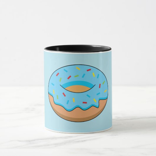 Blauw Frosted Donut met Sprinkles Cartoon Mok (Midden)