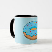 Blauw Frosted Donut met Sprinkles Cartoon Mok (Voorkant links)