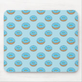 Blauw Frosted Donut met Sprinkles Cartoon Muismat (Voorkant)