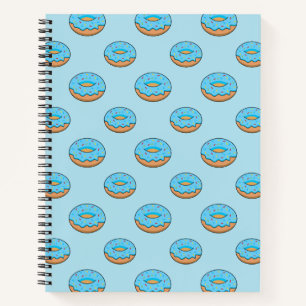 Blauw Frosted Donut met Sprinkles Cartoon Notitieboek