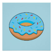 Blauw Frosted Donut met Sprinkles Cartoon Perfect Poster (Voorkant)