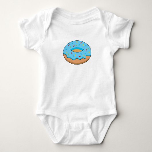 Blauw Frosted Donut met Sprinkles Cartoon Romper (Voorkant)