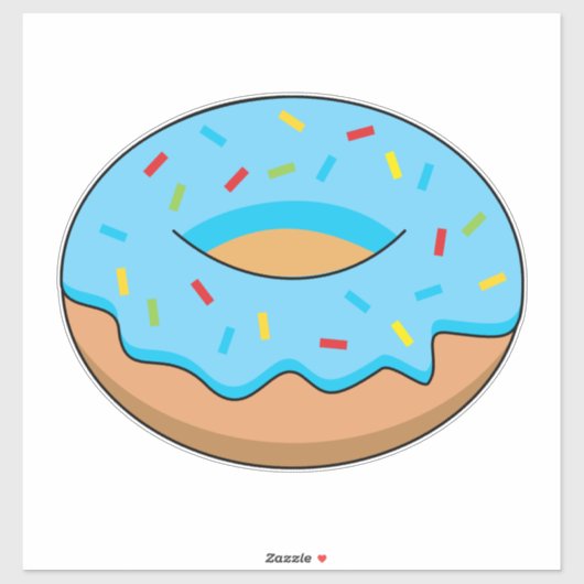 Blauw Frosted Donut met Sprinkles Cartoon Sticker (Vel)
