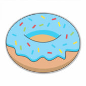 Blauw Frosted Donut met Sprinkles Cartoon Sticker (Voorkant)