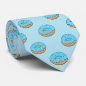 Blauw Frosted Donut met Sprinkles Cartoon Stropdas (Opgerold)