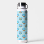 Blauw Frosted Donut met Sprinkles Cartoon Waterfles (Achterkant)