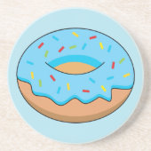 Blauw Frosted Donut met Sprinkles Cartoon Zandsteen Onderzetter (Voorkant)