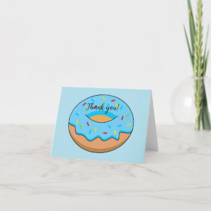 Blauw Frosted Donut Strooit Cartoon Tekst toevoe Bedankkaart