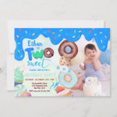 Blauw Frosting Two Sweet Boy Donut Verjaardag Kaart (Voorkant)