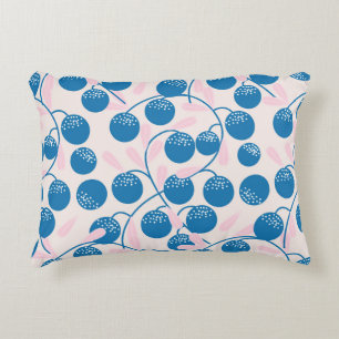 Blauw fruit, roze bladeren, naadloos ontwerp. accent kussen