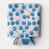 Blauw fruit, roze bladeren, naadloos ontwerp. blikjeskoeler (Voorkant)