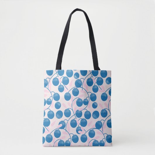 Blauw fruit, roze bladeren, naadloos ontwerp. tote bag (Voorkant)