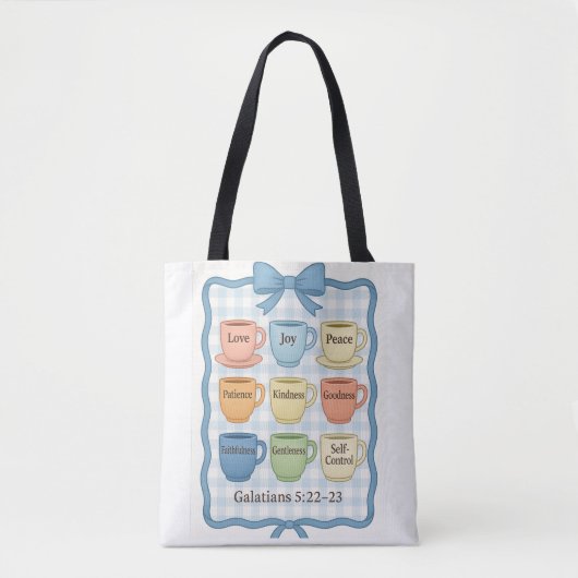 Blauw fruit van de Geest Tote Bag (Voorkant)