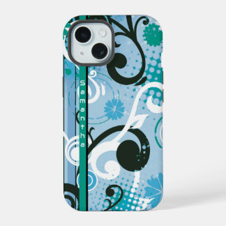 Blauw Frutiger Metro Bloemmotief iPhone 15 Case