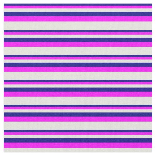 Blauw, Fuchsia en Beige Striped/Lined Pattern Stof (Close Up)
