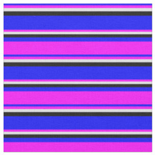 Blauw, Fuchsia, lavender en zwarte gekleurde lijne Stof
