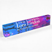 Blauw Fuscia Acrylic Flow Kunstbureau Naambordje