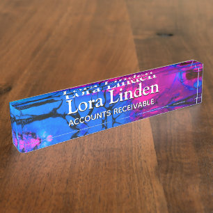 Blauw Fuscia Acrylic Flow Kunstbureau Naambordje