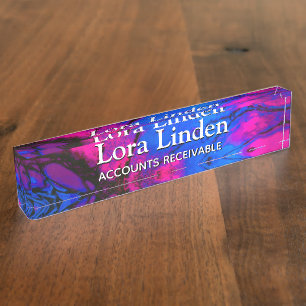 Blauw Fuscia Acrylic Flow Kunstbureau Naambordje