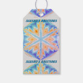 Blauw futuristisch kristal sneeuwvlokken kerst cadeaulabel (Voorkant)