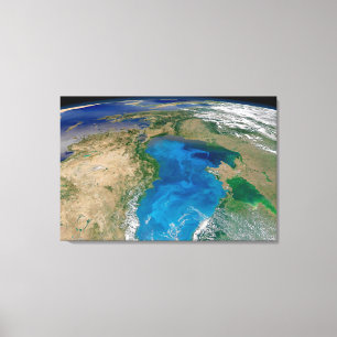 Blauw fytoplankton bloeit in het zwarte Zee Canvas Afdruk