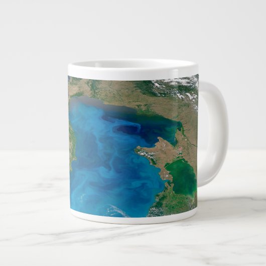 Blauw fytoplankton bloeit in het zwarte Zee Grote Koffiekop (Voorkant rechts)