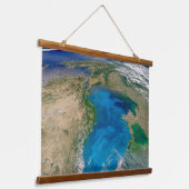 Blauw fytoplankton bloeit in het zwarte Zee Hangend Wandkleed (Gebogen)