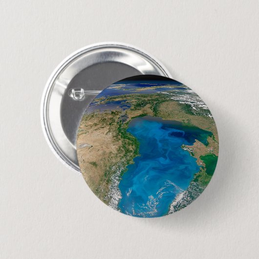 Blauw fytoplankton bloeit in het zwarte Zee Ronde Button 5,7 Cm (Voorkant /achterkant)