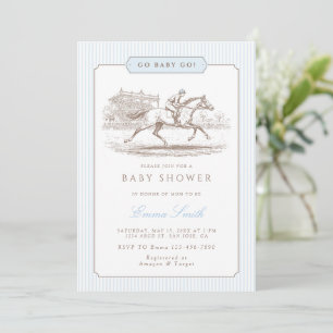 Blauw Ga Baby Ga Derby Baby Shower Preppy Klassiek Kaart