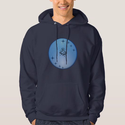 Blauw Galaxy Astronaut Hoodie – Modern Ruimte Graf (Voorkant)