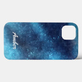 Blauw Galaxy Glitter Abstract Persoonlijk Case-Mate iPhone Case (Achterkant (horizontaal))