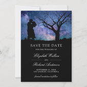 Blauw Galaxy Romantisch Koppel Foto Bruiloft Save The Date (Voorkant)