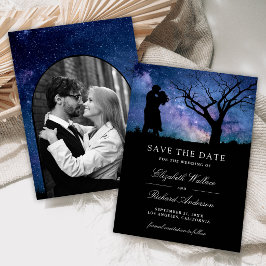 Blauw Galaxy Romantisch Koppel Foto Bruiloft Save The Date