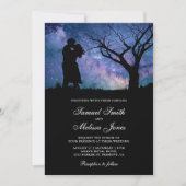 Blauw Galaxy Romantisch Silhouet van Stel Bruiloft Kaart (Voorkant)