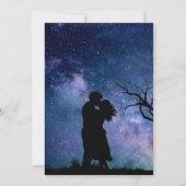 Blauw Galaxy Romantisch Silhouet van Stel Bruiloft Kaart (Achterkant)