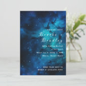Blauw Galaxy Schemer Bruiloft Kaart (Staand voorkant)