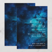 Blauw Galaxy Schemer Bruiloft Kaart (Voorkant / Achterkant)