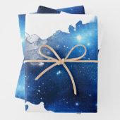 Blauw galaxy Wrapping Paper Flat Sheet Set 3 (In situ)