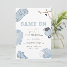 Blauw Game On Hockey Verjaardagsfeestje Kinderen S Kaart