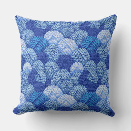 blauw garen bal patroon kussen