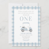 Blauw Gat in Een Golfkar Verjaardagsuitnodiging Kaart (Voorkant)