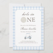 Blauw Gat in Een Golfkar Verjaardagsuitnodiging Kaart (Voorkant)