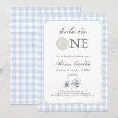 Blauw Gat in Een Golfkar Verjaardagsuitnodiging Kaart (Voorkant / Achterkant)