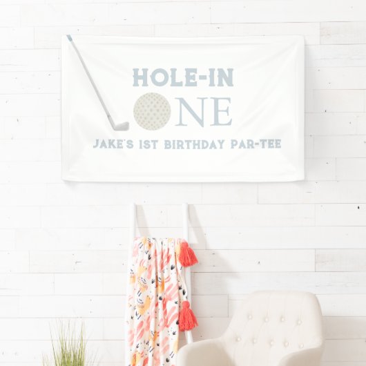 Blauw gat in een verjaardagsfeestbanner spandoek (Insitu)